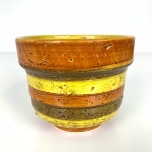 Italian Planter Vase Layered Orange Yellow Vtg Stamped Made In Italy MCM Retro